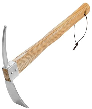 Eadwiella Stainless Steel Pick Axe Mattock, with Wooden Handle Garden Hoe for Gigging, Loosening Soil, Gardening, Camping, Planting Vegetables and Flowers Hoe Garden Tool
