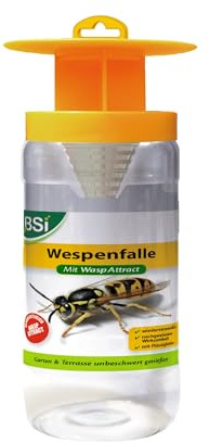 BSI - Wespenfalle - Fängt und verdaut Hunderte von Insekten - wie z.B. asiatische Hornissen - Natürlich - Mit seinem Lockstoff - 200ml - Für eine ganze Saison - Gebrauchsfertig - Wiederverwendbar
