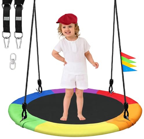 Joytential 40 Nest Tree Swing Seat for Kids Adults, Swing Set with Adjustable Hanging Straps, 320KG Weight Capacity, Waterproof Durable Swing Sets for Indoor Outdoor Backyard Playground (Colorful)