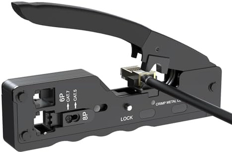 GREATRICH Kit Crimpadora RJ45 Professional con Pelacables, Alicate RJ45 para Conector RJ45 CAT5E/CAT6/CAT7, Herramienta de Crimpado Precisión para Cable de Red y Teléfono, Incluye RJ11/RJ12
