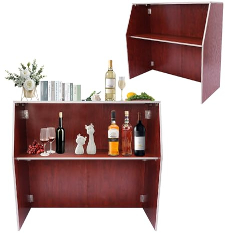 ZUANYAN Brown Freestanding Bar Cabinet Portable Foldable Event Bar 47.75 * 19.5 * 42.75in,for Parties, Picnics, Barbecues