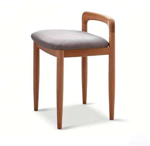 HJYXXSR Kleiner Frisierstuhl, Schminkhocker aus Buchenholz für Schlafzimmer, Empfangsstuhl, Klavierhocker, weiches und bequemes Kissen, geeignet für Schlafzimmer, Wohnzimmer, Eingangsbereich Gray