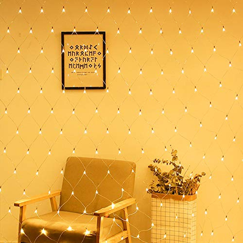 Froadp 3x2m LED Lichternetz Außen Weihnachten Lichterketten Vorhang mit EU Stecker Weihnachtsdeko Lampenkette mit 8 Leuchtmodi & Speicherfunktion Stimmung Lichter IP44 für Hochzeit Party (Warmweiß)