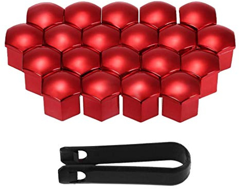 freneci 20pcs 17mm Universal Radmutter Kappe Radschrauben Radmuttern Schrauben Abdeckungen mit Entfernung Werkzeug Set - rot