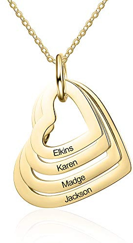 kaululu Halskette Damen Personalisiertes Kette mit Namen Namenskette mit Herz Edelstahl Silber 925 Anhänger für Mama Frauen Muttertagsgeschenk Personalisierter Schmuck