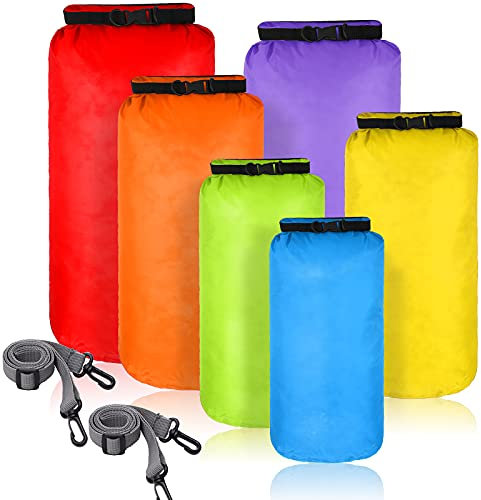 Shappy 6 Stück wasserdichte Trockenbeutel Set Trockensack Leicht Luftdicht Packsack Set 20 L 15 L 10 L 8 L 5 L 3 L Trockentasche und Lang Verstellbar Schultergurt für Kajakfahren (Bunt)