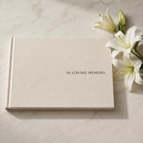 ZICOTO Beautiful Linen Funeral Guest Book for the Celebration of Life - The Perfect in Loving Memory Book with Ample Space to Sign in for Guests - Premium Craftsmanship for Honoring Loved Ones