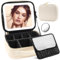 JADAZROR Make-up-Tasche mit Spiegel und Licht, Reise-Make-up-Tasche mit 3-farbig beleuchtetem Make-up-Organizer, tragbares Make-up-Etui mit verstellbaren Trennwänden, LED-Kosmetiktasche als Geschenk