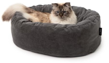 LucyBalu Schlauchboot-Katzenbett für kleine und große Katzen | Katzenschlafplatz | Katzenkissen | Katzensofa | Katzenkuschelbett | Anthrazit
