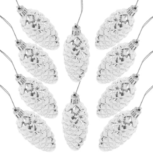 MAGICLULU 10stücke Teiliges Weihnachtsbaum Aus Tannenzapfen Dekorative Christbaumschmuck Für Festliche Anlässe Leichte Hängende Deko Für Innen Und Außen Silberne Tannenzapfen Für