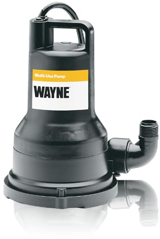 WAYNE VIP30-1/3 HP Reinforced Thermoplastic Submersible Multi-Use Pump - Up to 2,500 Gallons Per Hour - Heavy Duty Multi-Use Pump