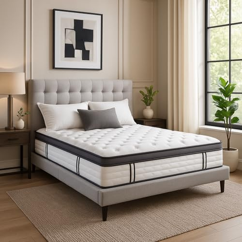 SAMPUR Matelas Grand View : Mémoire de Forme, Latex & Ressorts ensachés | Confort Haut de Gamme | 26 cm d'épaisseur (160 x 200 cm)