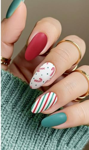 JMEOWIO Nagelfolie Weihnachten Süß Grün Rot Gel Nail Nagelfolien Selbstklebend Nagelsticker Uv Härtend Dekoration Nageldesign Zubehör