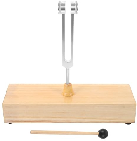 Milisten Diapasón Relajante de Aleación de Aluminio C128hz con Caja de Sonido de Madera Natural y Mazo de Percusión, Juego Compacto para Meditación y Sanación Sonora en Instrumentos Musicales