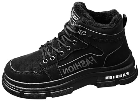 Generisch Men's Snow Boots, Warm Winter Boots, Men's Thermal Boots, Winter Boots, Non-Slip Comfortable Boots, Trekking Boots, Flat Lace-Up Shoes, Thick Sole, Height Increasing, Walking Shoes, black, 7