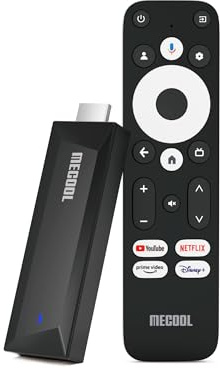 MECOOL MEgo1 Android Google TV Stick Certified 4K Streamer Media Player Google Assistant voice remote Chromecast Prime Video Youtube Bluetooth 4K HDR GTV Dual Band WiFi AI Powered Official ME Go 1