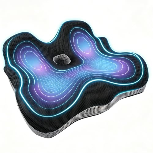 Seat Cushions Extra Large Ergonomic Memory Foam Pad for Office & Car Chairs | Orthopedic Ergonomic Office Chair Seat Cushion for Sciatica & Back Tailbone Pain Relief,Great Gift for Office Worker & Driver