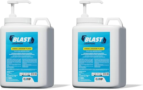 CAMP Blast - Crema Lavamani Fluida con Dosatore ad Azione Detergente e Sgrassante, Pasta Lavamani con Abrasivi Naturali, Ideale per Officina e Lavori Manuali - Delicata sulla Pelle, Made in Italy, 5l