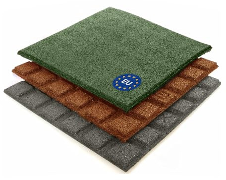 Gartenwelt Riegelsberger 5 stycken fallskyddsmatta 50 x 50 x 2,5 cm, grönt, fallskyddsplatta golvskyddsmatta gummimatta