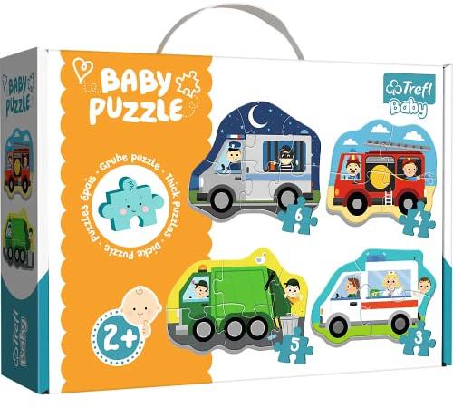 Trefl, Puzzle, Fahrzeuge und Berufe, von 3 bis 6 Teilen, 4 Sets, Baby Classic, für Kinder ab 2 Jahren