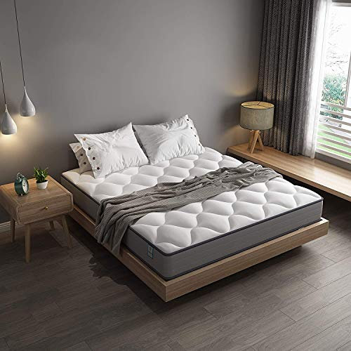 DEWINNER Matelas 140x190 en Mousse et Ressorts 20 cm Épaisseur Matelas 7 Zones Ergonomique, Hypoallergénique, Soutien Optimal, Confort (140x190x20cm)