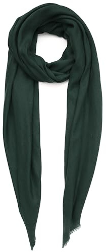 Sciarpa Cachemire Fatto in Kashmir (Confezione Regalo) Lana Merino Seta Cachemire Large Superfine Donna Uomo Pashmina Unisex Foresta Verde
