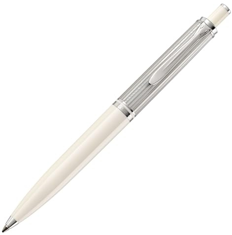 Pelikan Kugelschreiber Souverän 405, Silber-Weiß, hochwertiger Druckkugelschreiber im Geschenk-Etui, 815543