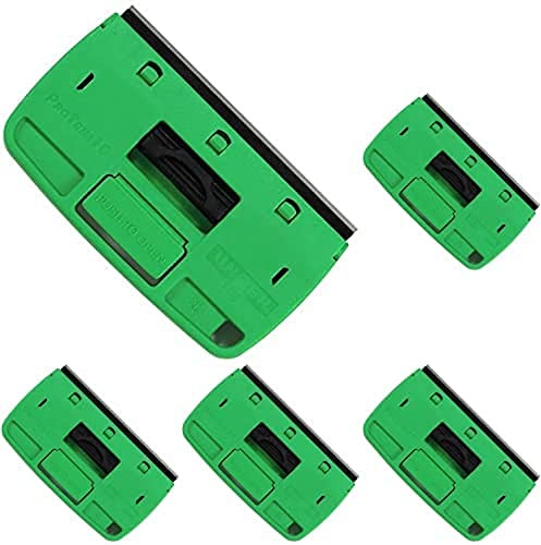 UNGER Glasschaber ProTrim 10 (für Glasflächen, Fensterschaber mit Klingenschutz, Klingenwechsel per Knopfdruck, klein und handlich) TX100, 5er Pack
