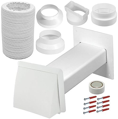 SPARES2GO Cooker Hood External Vent Kit 4 5 6 100mm 125mm 150mm Universal Exterior Wall Ducting Set (White)
