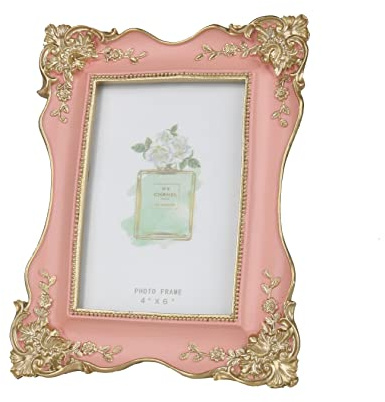 Willump Vintage Picture Frame 10x15 with Gold Trim Antique Tabletop Wall Hanging Photo Frame with Glass Front for Home Decor,Gift Ideas (Rosa)