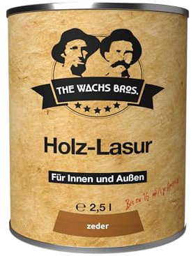 the wachs bros. Holzlasur für Innen und Außen - 2,5 L - Holzlasur Zeder - natürliche Inhaltsstoffe - dauerhafter Schutz