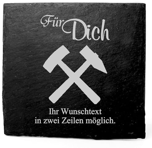Deko Schiefer Untersetzer personalisiert Bergbau Bergmann Zeichen - Für Dich - 11x11cm Schwarz Bierdeckel Tischdeko Bieruntersetzer Weinuntersetzer