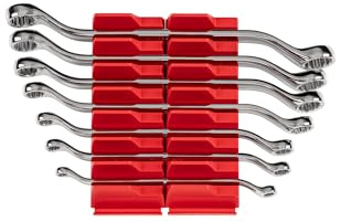 TEKTON 45-Degree Offset Box End Wrench Set with Modular Organizers, 7-Piece (6-19 mm) | WBE95201