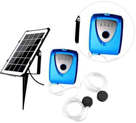 Sosoport Solarbetriebene Aquarium-pumpe Mit Dual Effiziente Sauerstoffversorgung Für Fischbecken Und Teiche USB Wiederaufladbar Leiser Betrieb Blau