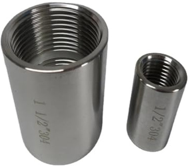BYLSAGWHT High Pressure 1/8 1/4 3/8 1/2 3/4 1 1-1/2 2 NPT Female 304 316 Stainless Steel Round Coupler Pipe Fitting Connector(BSP SS304,ROUND_3/8)