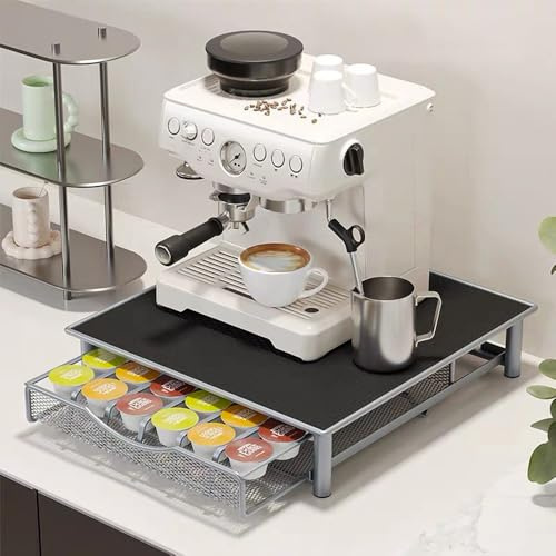 Support Rangement Capsules, Tiroir à Capsules pour Dolce Gusto Capsules, Capacité 36 PCS,Support de Machine à Café pour Cuisine, Bureau-Gris-39*35*7.5cm