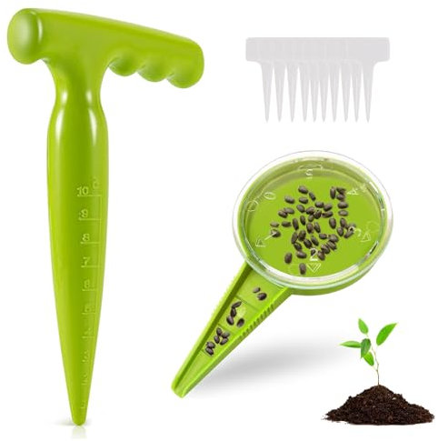 Plantoir à Bulbes,Outil Creuser Trou Terre,2pcs Outil Jardinage,10pcs Etiquette Potager,avec Échelle de Mesure pour Une Plantation Précise,Outil de Jardinage des Légumes et des Fleurs