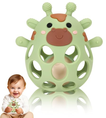 Venditer Juguetes Montessori Bebes 0-3-6-12 Meses Educativos, Juguete de pelota para bebé, Juguetes Bebes 1 año, Juguetes Sensoriales Bebe Sonajero Regalo jirafa Verde
