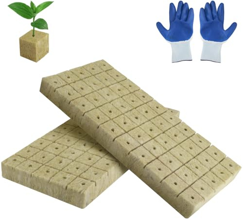 TXXATX 200 st. stenull odling 25 x 25 x 25 mm rockullkub med handskar stenull isolering Easy Plug odlingskub stenull kub för hydroponik sticklingar odling sticklingar golvlös