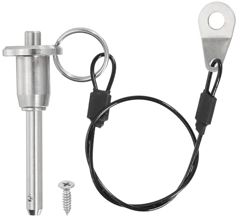 PATIKIL 304 Edelstahl Sicherungsstift Kugelsperrbolzen 6mm Durchmesser, 30mm Arbeitslänge Druckknopf Schnellspannstift Steckbolzen mit Sicherung 25cm Lange Seil und Schrauben M5, Silber