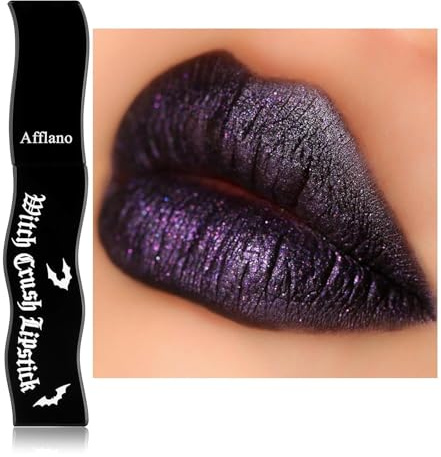 Dark Purple Lip Gloss, Halloween Goth Shimmer Purple Lipstick Matte Black Base, Metallic Lip Mud Highly Pigmented Long Last for Women, Vegan Violet Lavender Lipgloss for Daily Party Cospaly Makeup #10