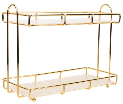 Ciieeo Soporte para Cosméticos Baño Pequeño de 2 Niveles Color Dorado y Organizador Multiusos para Tocador y Dormitorio Bandeja Almacenamiento Cosméticos y Productos de Belleza