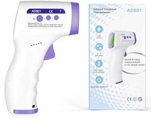 AOOSU Baby Thermometer, Digital Thermometer, Non Contact Infrared Temperature Measurement with Accurate Reading on LCD Screen, Suitable for Infants, Adults and Children