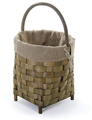 VERDELOOK Cesta portalegna rotonda intrecciata in materiale naturale e interno in juta, diametro 40 cm, altezza 45/65 cm