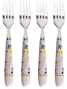Maxwell & Williams HV0068 Teas & C's Cake Forks/Dessert Forks with Contessa Design, Porcelain, Rose Pink, 16 cm, Set of 4