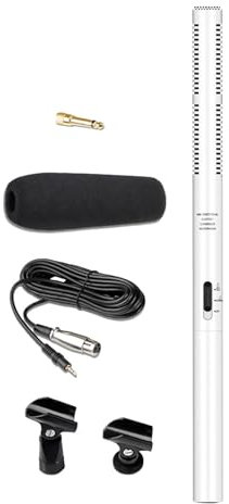 Dickly DSLR Camera Microphone Reporter Microphone,Multipurpose,Handheld Interview Microphone for Recording Speech Stage Film,Wedding, White