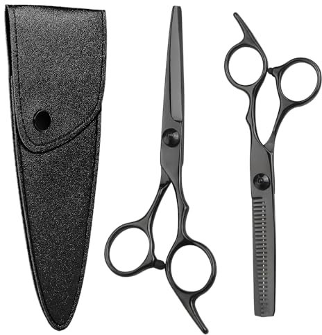 yotutun 2 Stück Friseurschere, 6,7 Zoll Scharfe Haarschere Set aus Edelstahl mit Schutzhülle für Ausdünnen und Formen, Profi-Haarschneideschere, Haar Schere Friseur Effilierscheren für Anfänger