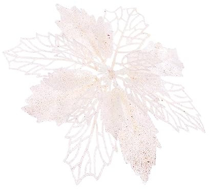 HOLIDYOYO 12 Stück Glitzernde Hohle Weihnachtsstern Kunstblumen Weiß Weihnachtsbaum Anhänger Dekoration Zum Aufhängen Für Festliche Feiertage