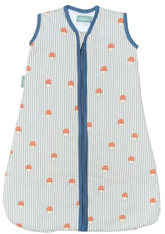 Molis&co Baby Sleeping Bag Tog 1-100% Cotton (Oeko-TEX) - Easy Access Nappy Change with Zip - Sleeping Bag for Babies, Girls and Boys, Mushrooms, 18-36 Months