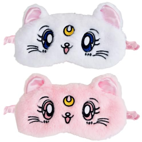 GGUFAY 2er Pack Schlafmaske Kinder, Weiche Augenbinde für Plüsch Schlafaugenabdeckun,Süßer Tier Schlafaugenschutz für Kinder Frauen,für Nickerchen Reisen Pyjamaparty
